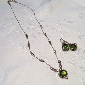 Silpada green stone necklace and earrings